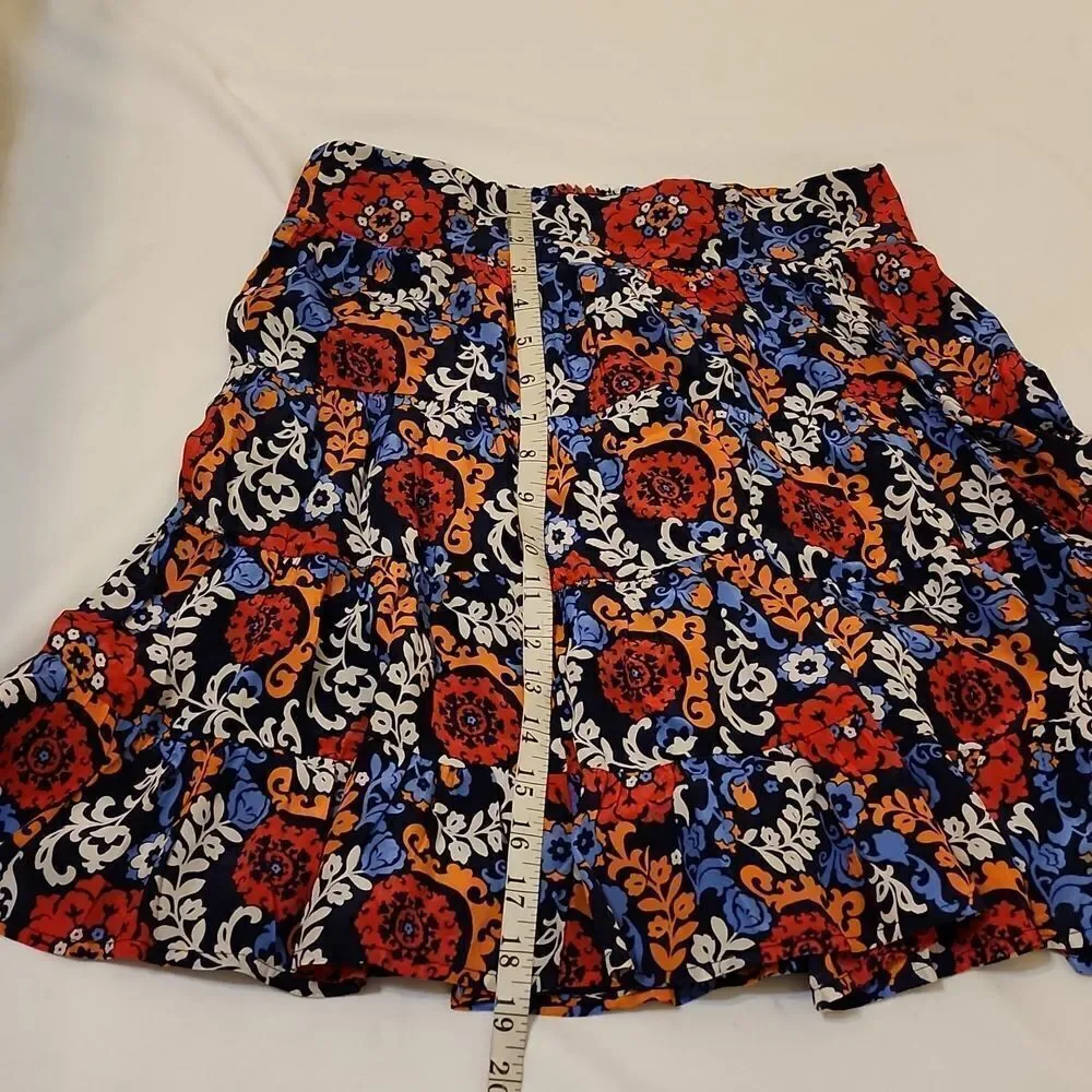 Maeve X Anthropologie Blue‎ Floral Print Flowy Smocked Mini Skirt S Petite